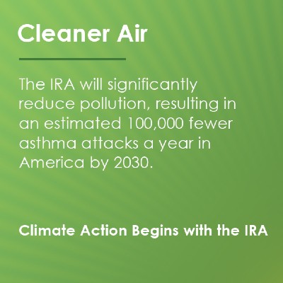 The IRA will significantly reduce pollution, resulting in an estimated 100,000 fewer asthma attacks in America in 2030.