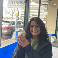 Shefali is pictured with an ice cream cone